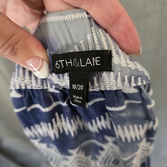 Lane Bryant 6th & Lane Womens Embroidered Tie-Dye Blue Midi Skirt Raw Hem 18/20 - Picture 6 of 7